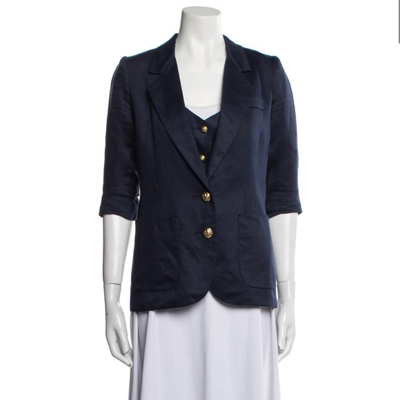 Smythe linen blazer 3/4 sleeve with removable vest insert‎ size 4